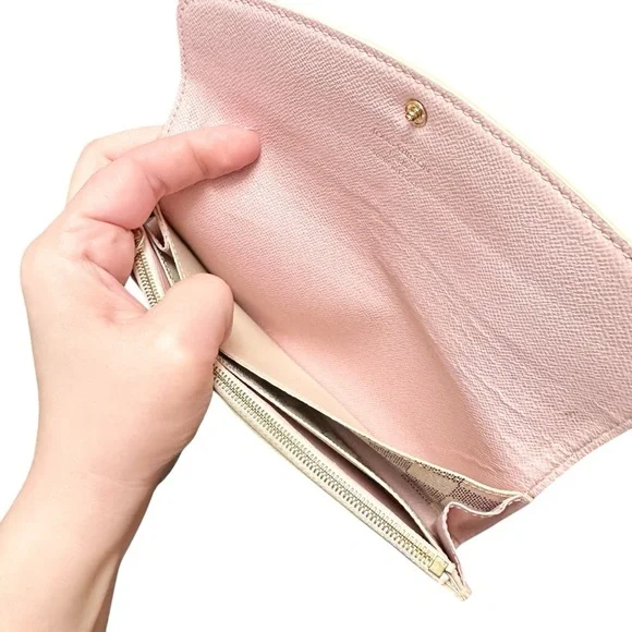 Louis Vuitton Damier Azur Ballerine Pink Leather Emilie Long Wallet - Picture 6 of 15